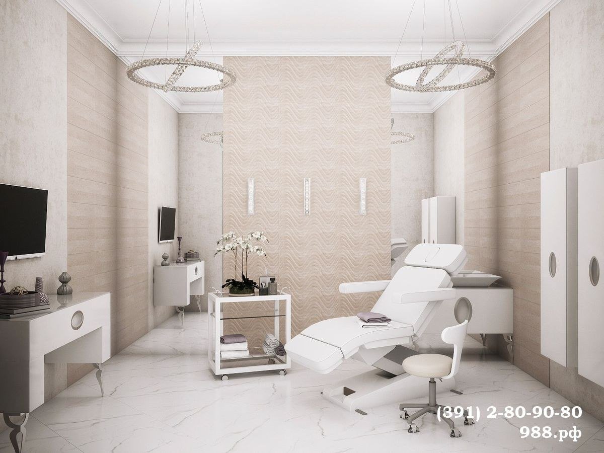 Интерьер салона красоты в белых тонах