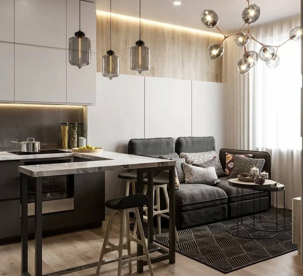 Кухня гостиная икеа 20м