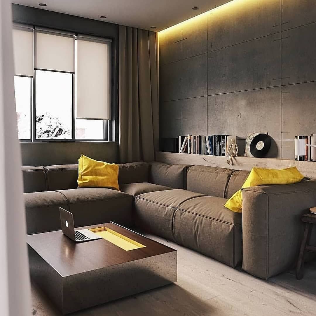 Серый и желтый в интерьере