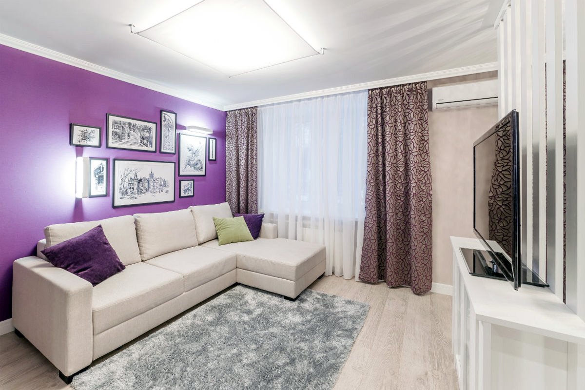 Гостиная в лавандовых тонах