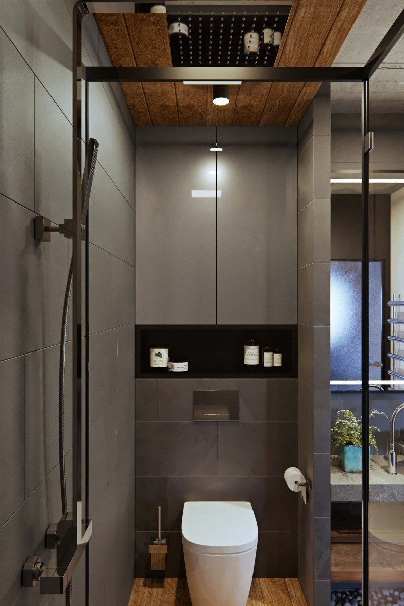 Душевая в стиле лофт в квартире