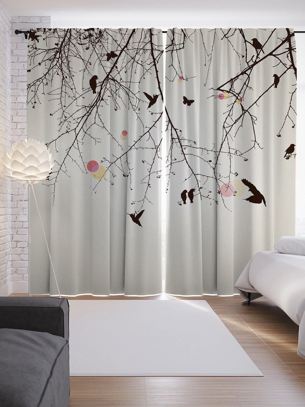 Шторы икеа с птичками