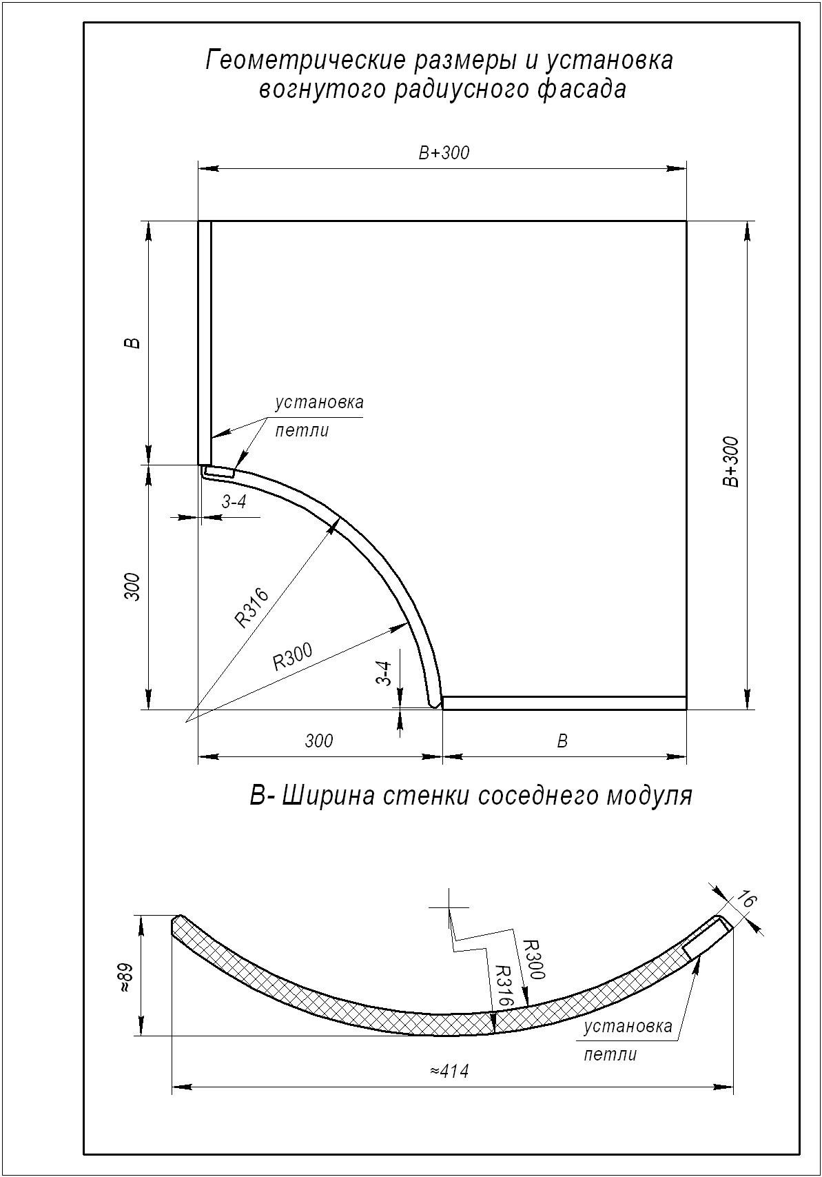 Радиусные фасады МДФ модуль 900