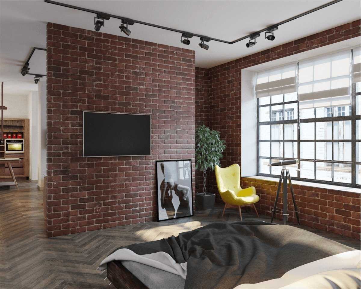 Кирпичная стена в интерьере