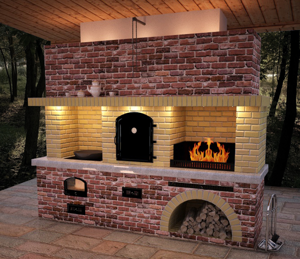 Камины барбекю из кирпича