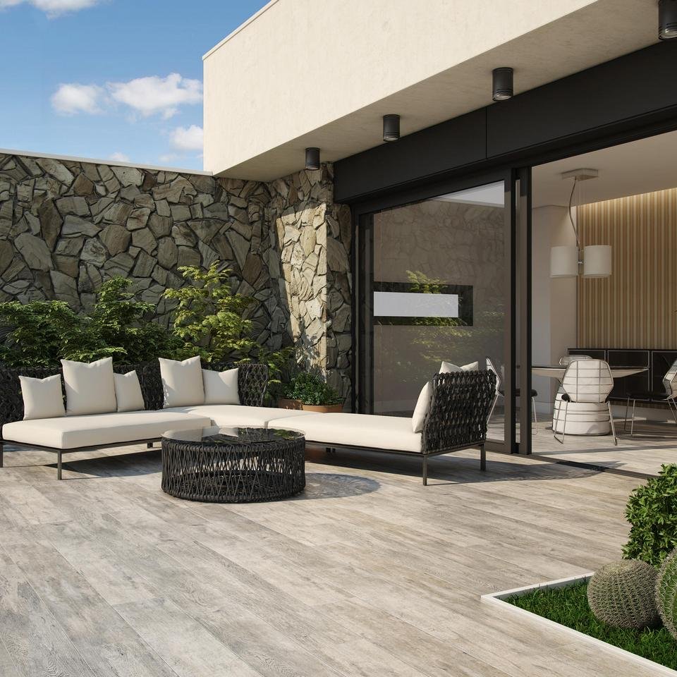 Терраса с керамогранитом на бобышках