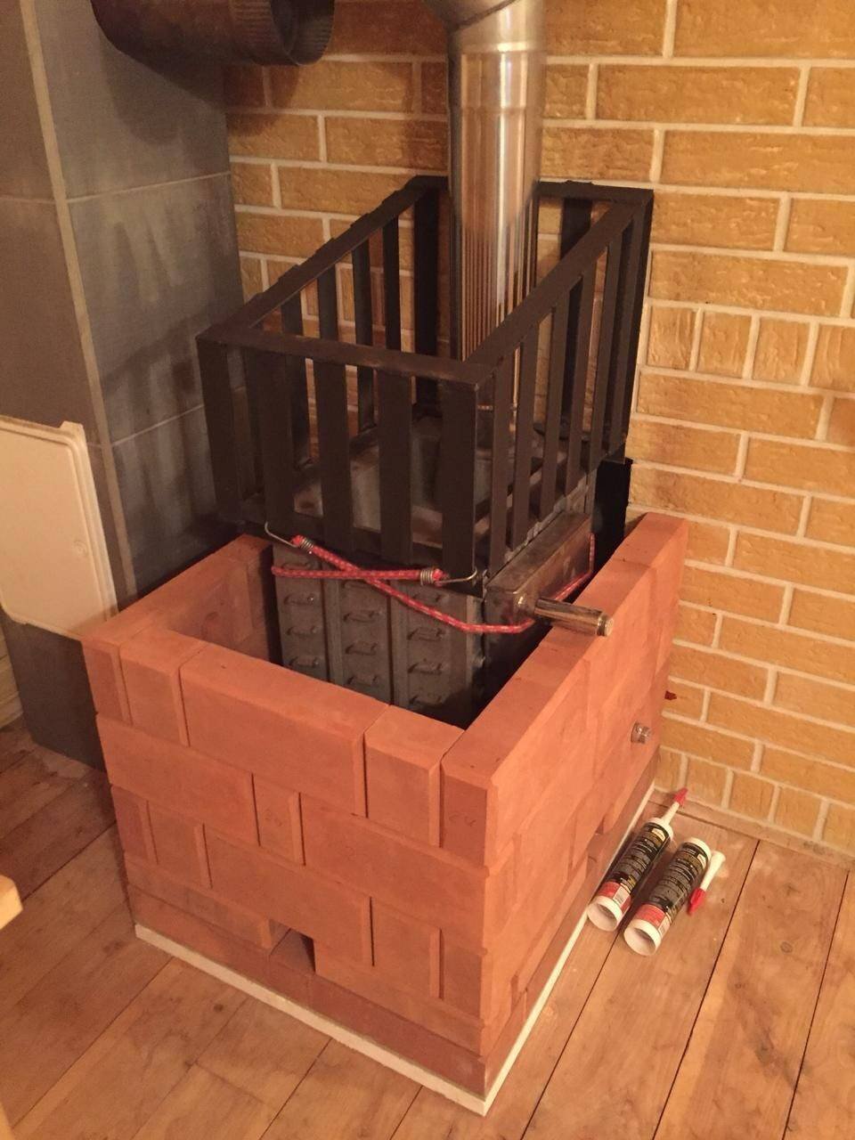Печь Гефест обложенная кирпичом