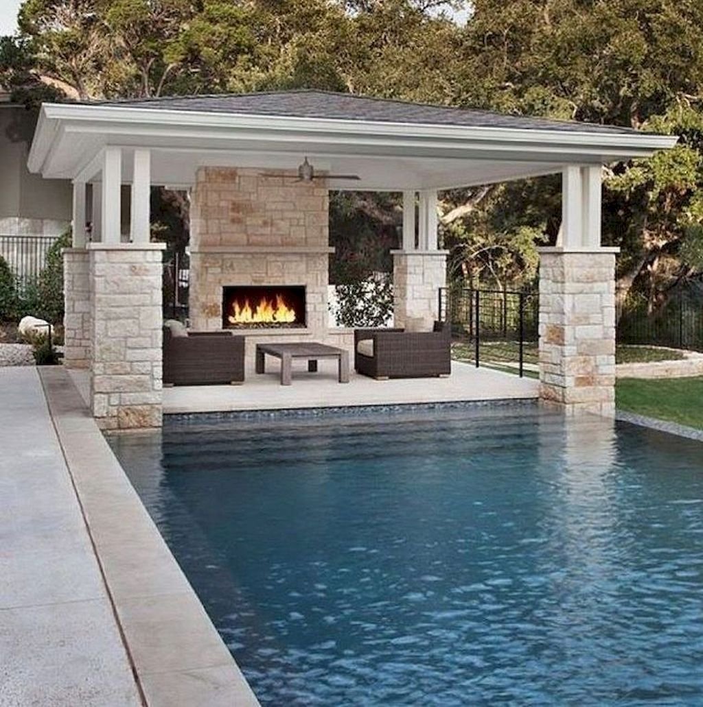 Беседки патио зона с мангалом и бассейном