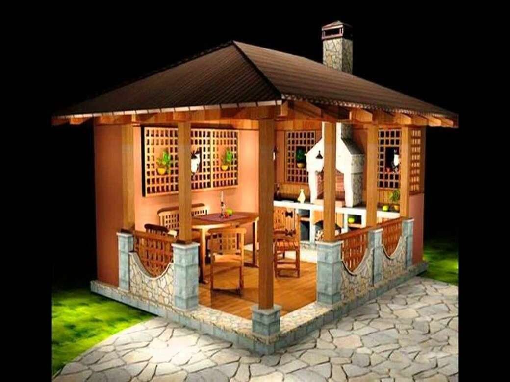 Угловая беседка с мангалом