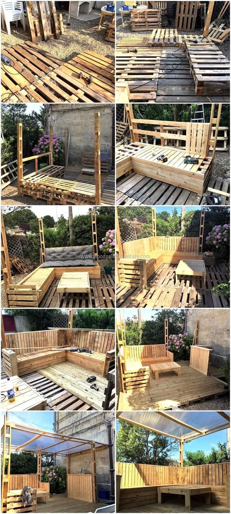 Пол беседки из поддонов