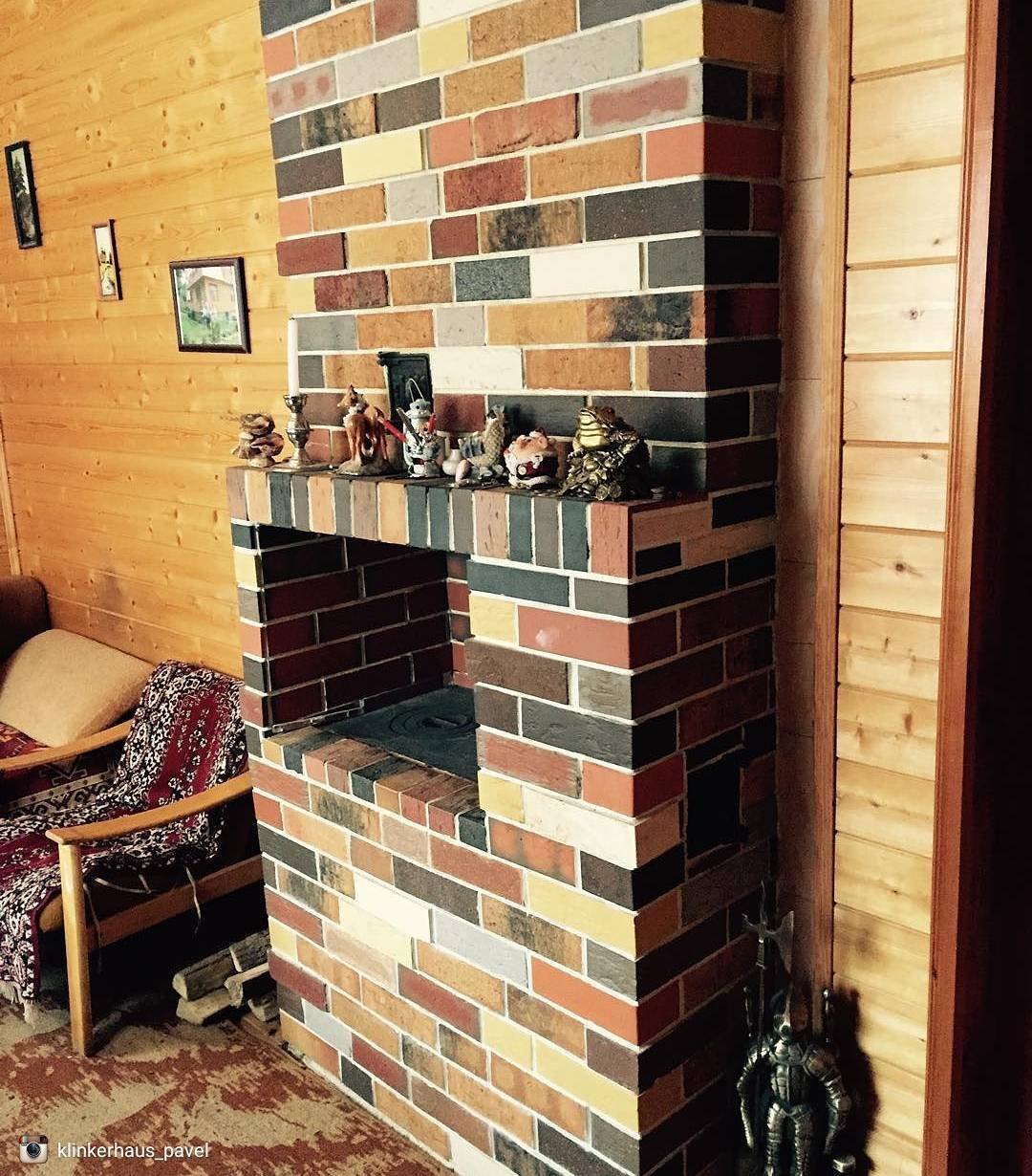 Печь отделанная клинкерной плиткой