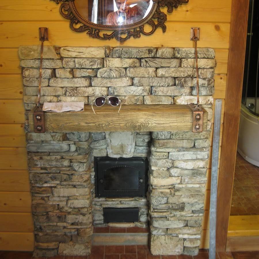 Отделка печи в бане камнем