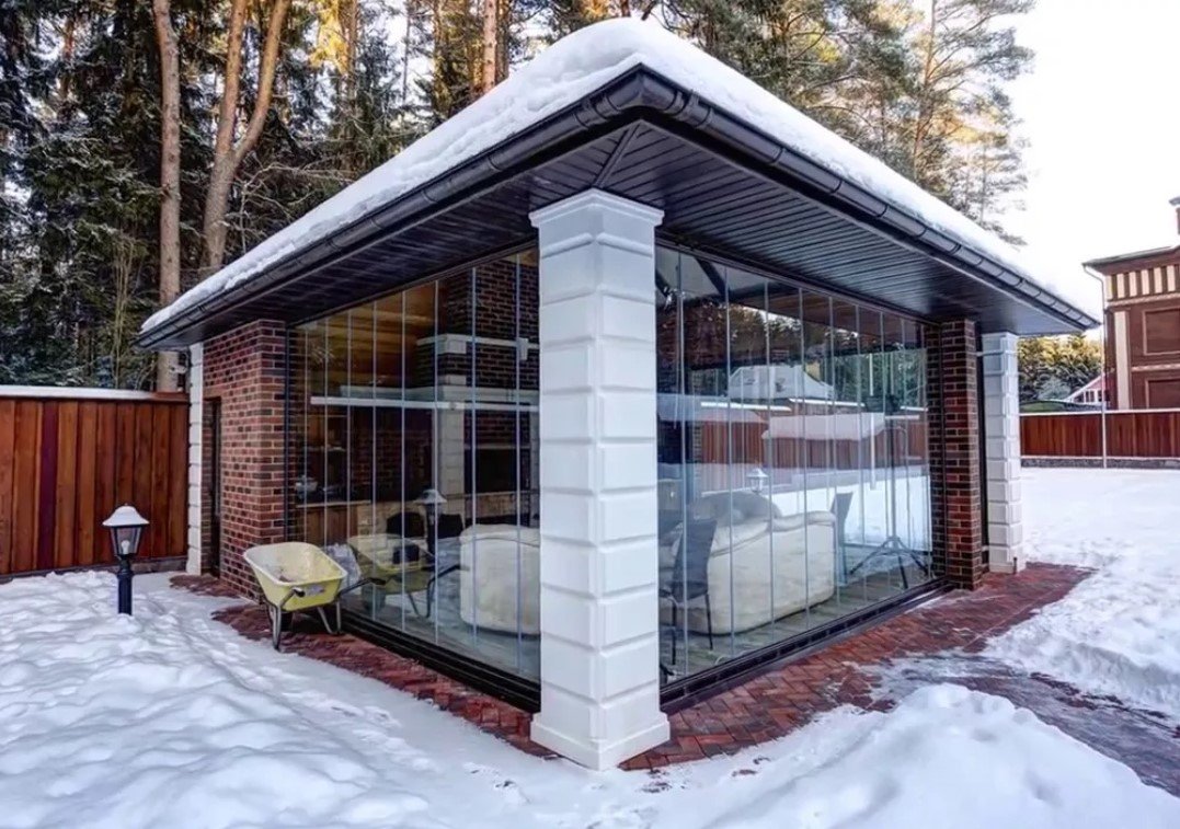 Зимняя беседка с мангалом