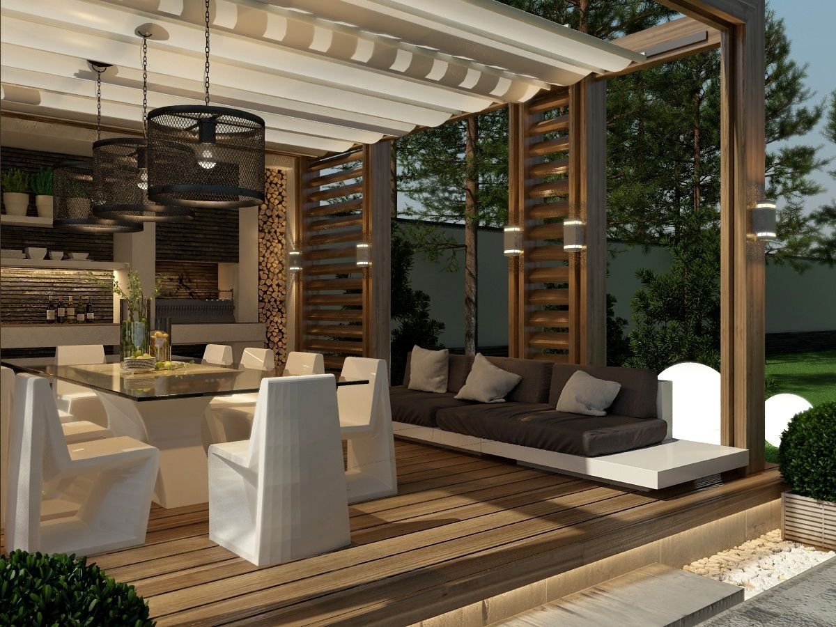 Фазенда террасы беседки барбекю