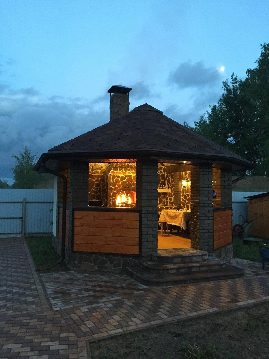 Беседка закрытая с мангальной зоной сбоку
