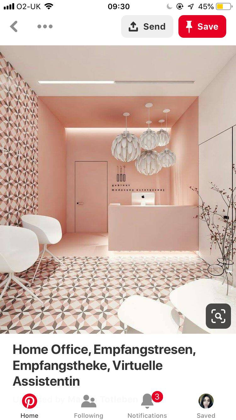 Интерьер салона в розовых тонах