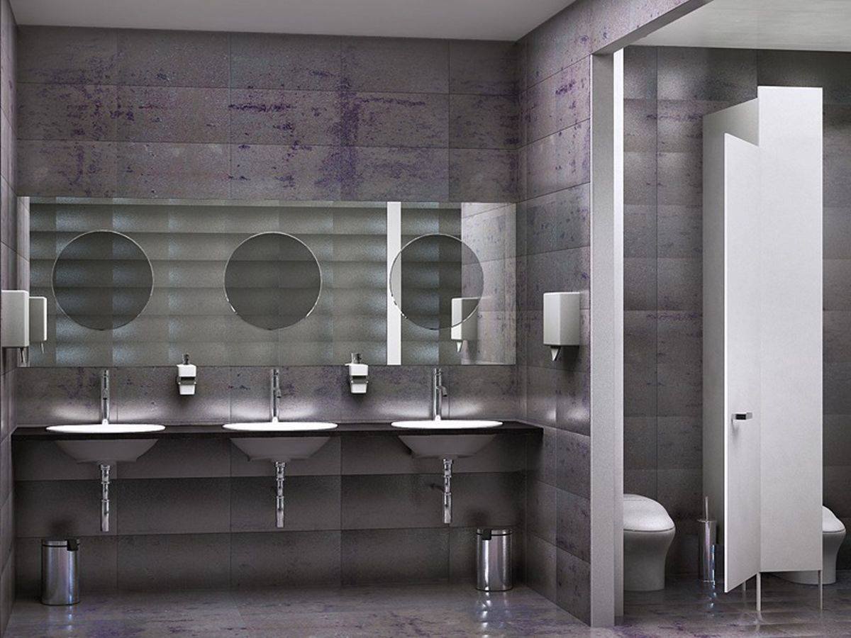 Офисный туалет в серых тонах