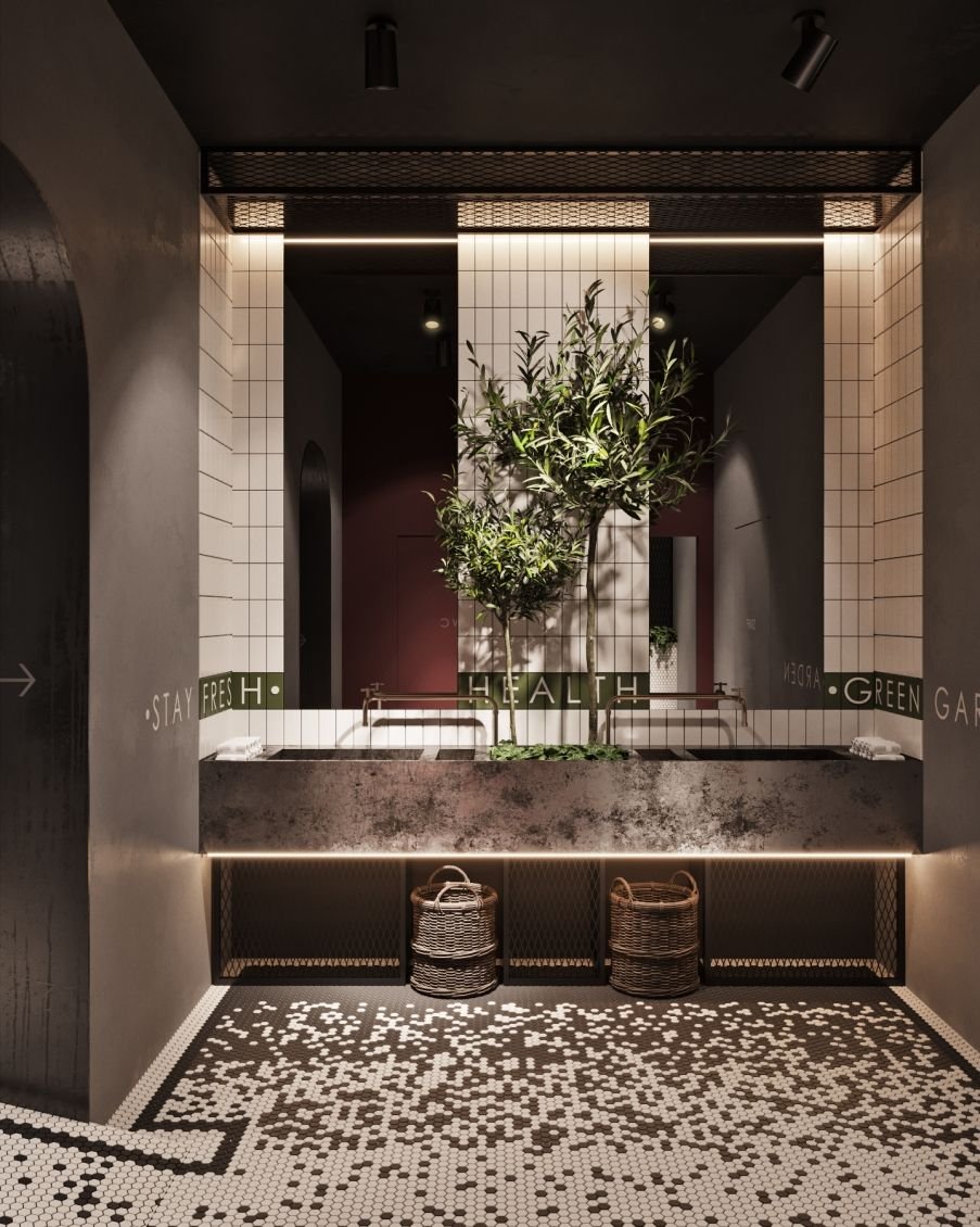 Кафе с ванной в зале