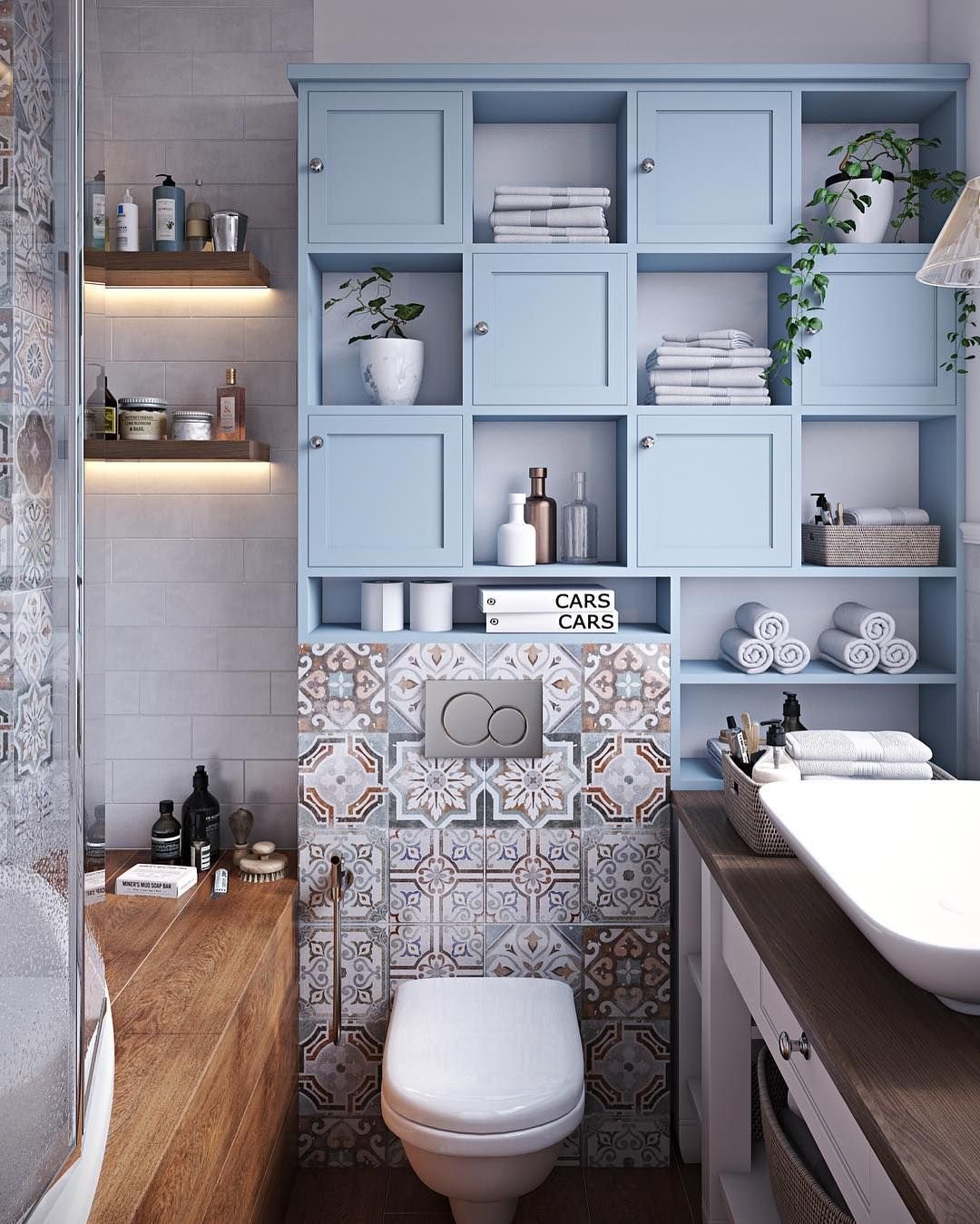 Скандинавский стиль в ванной пэчворк