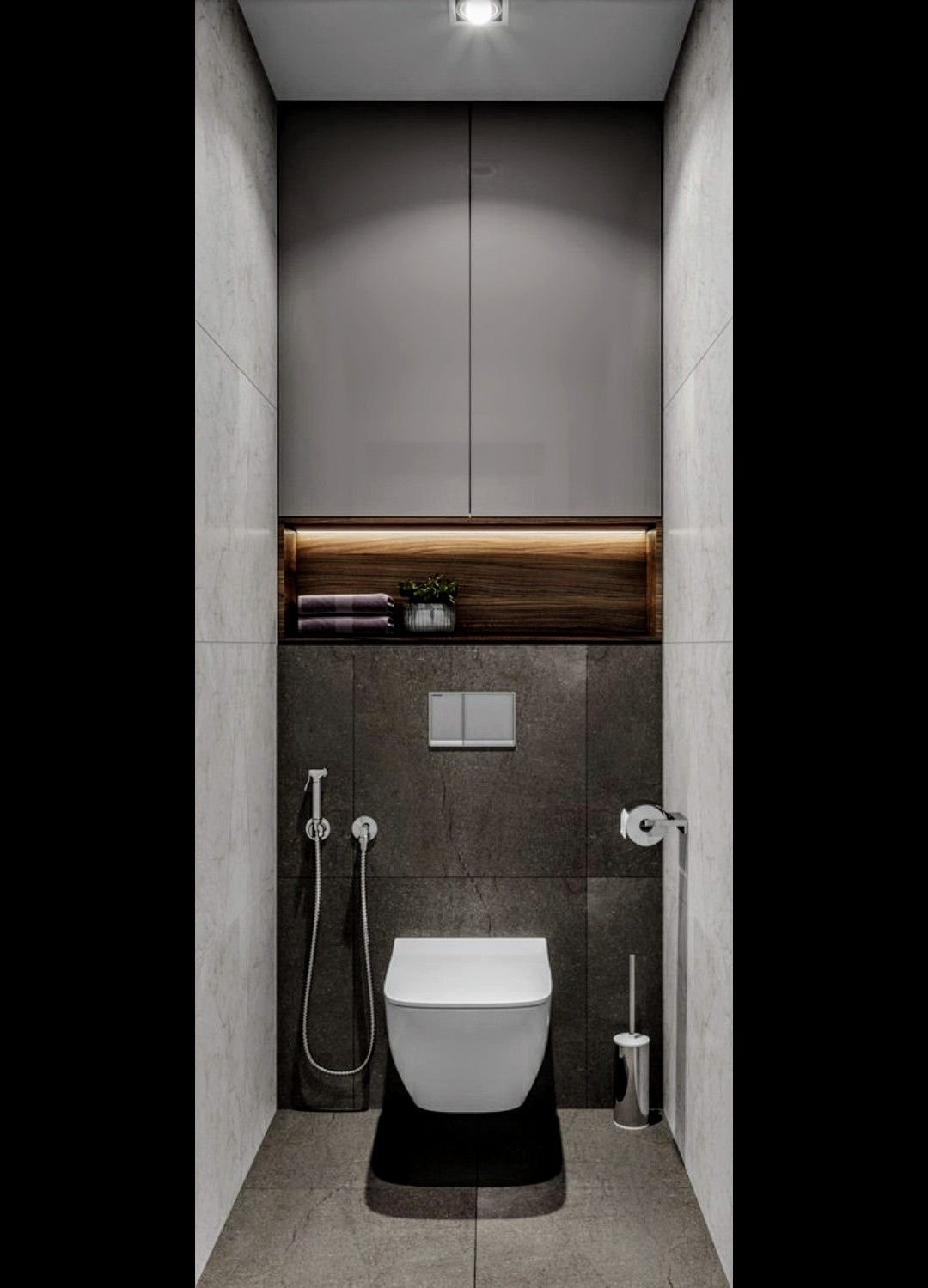 Современный санузел инсталляция с шкафчиком