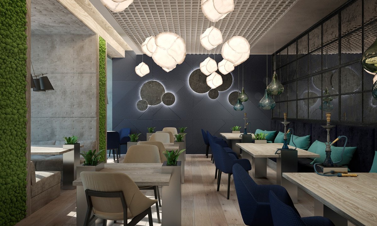 Скандинавский стиль в интерьере в современном кафе