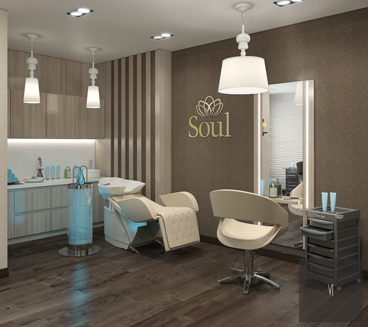 Маникюрный салон в бежевых тонах