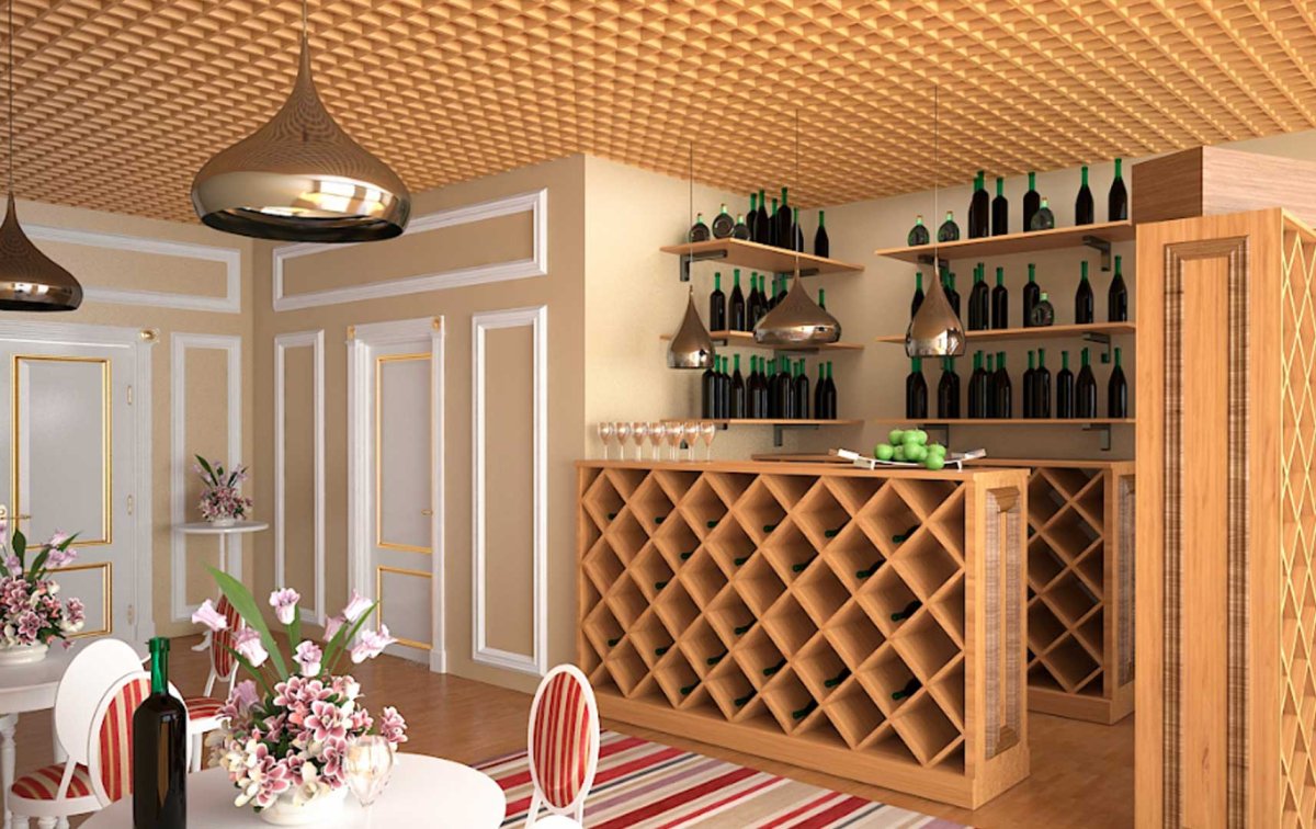 Потолок Грильято на кухне