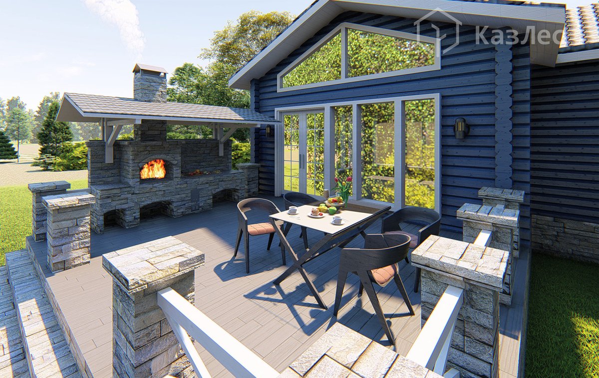 Баня с мангальной зоной