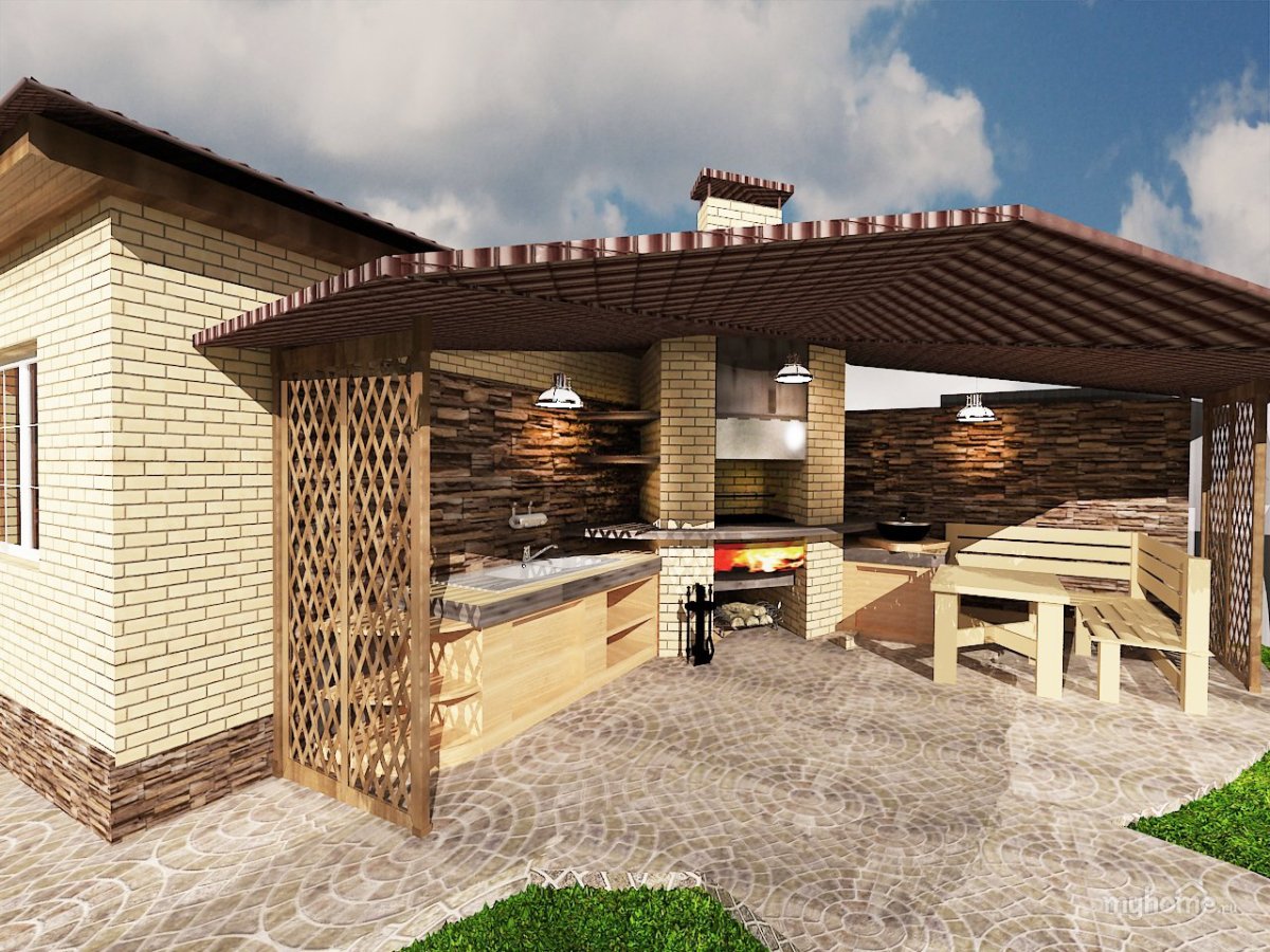 Домик с мангальной зоной