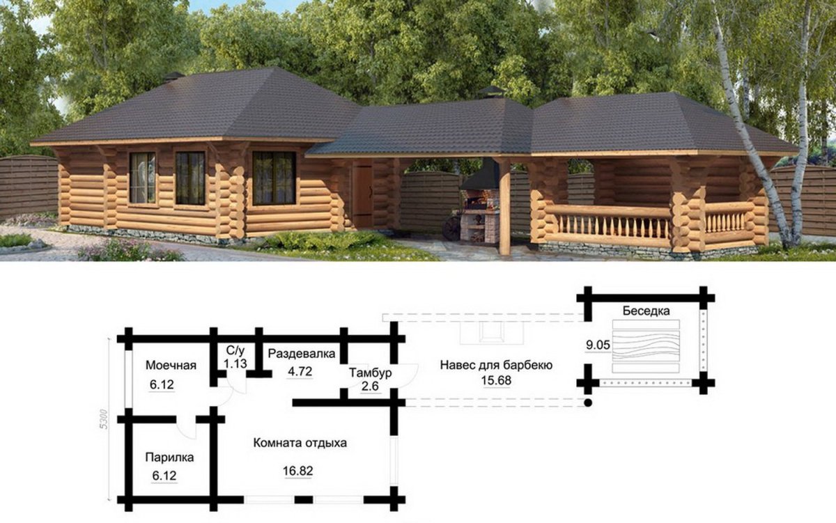 Баня с террасой под одной крышей проекты