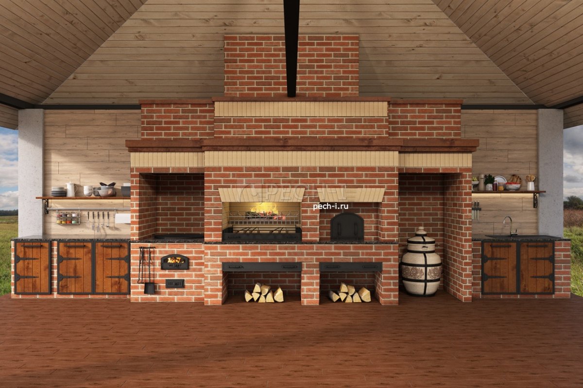 Мангальная зона с тандыром казаном и мангалом