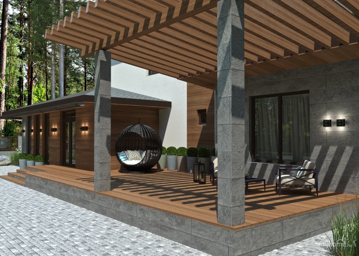 Стильная веранда с мангальной зоной 2022