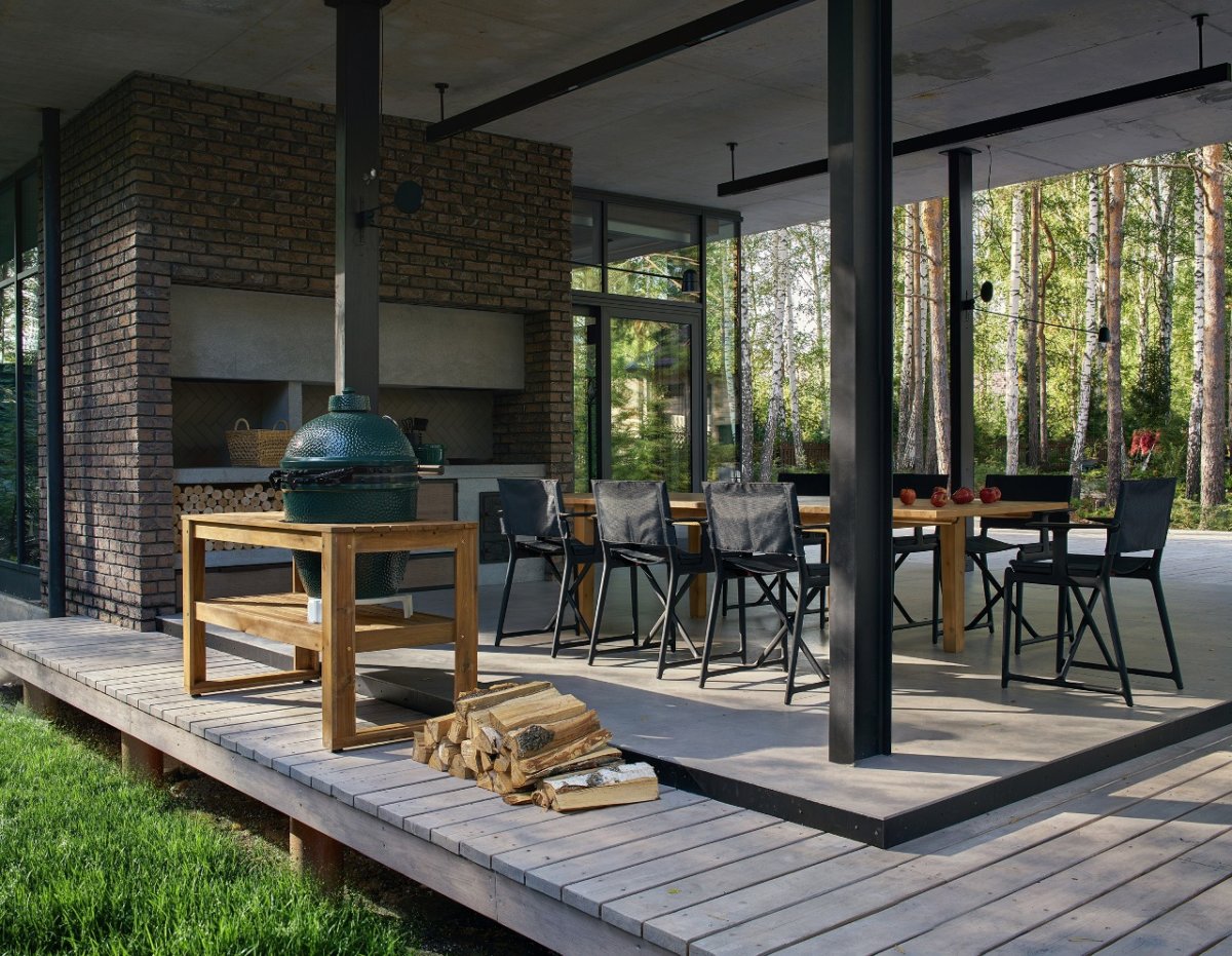 Мангальная зона в стиле лофт в США