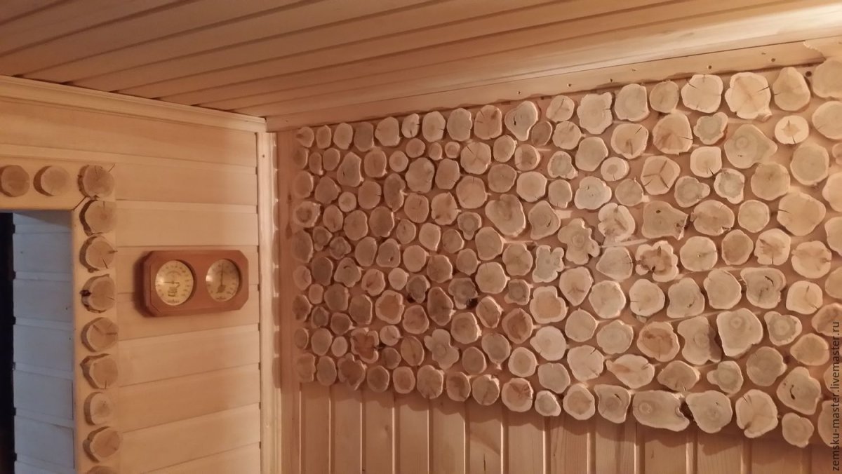 Панно из спилов можжевельника для бани