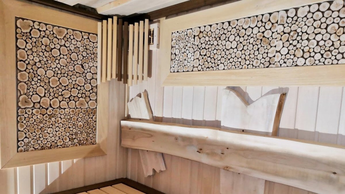 Отделка бани срезами