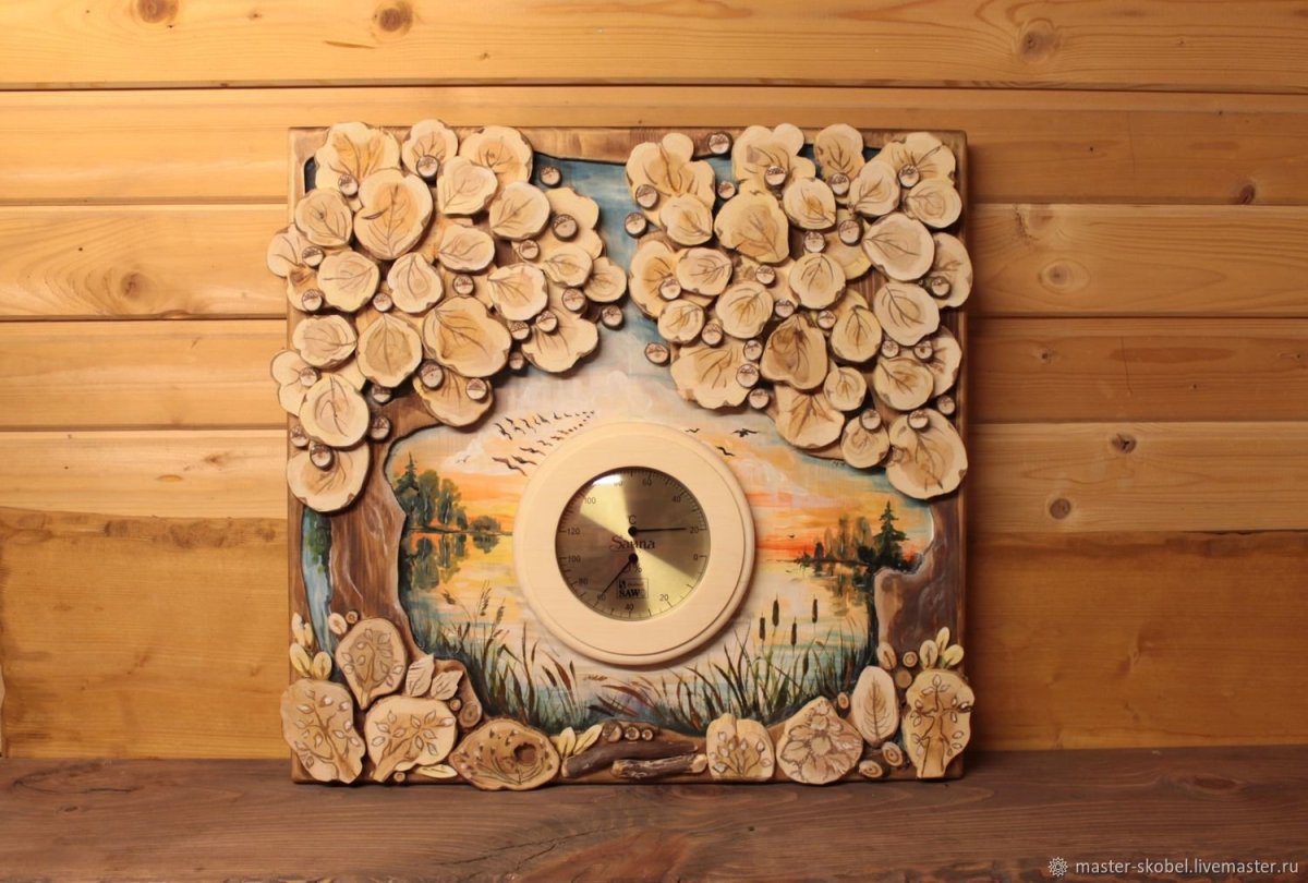 Панно для сауны из можжевельника Сова