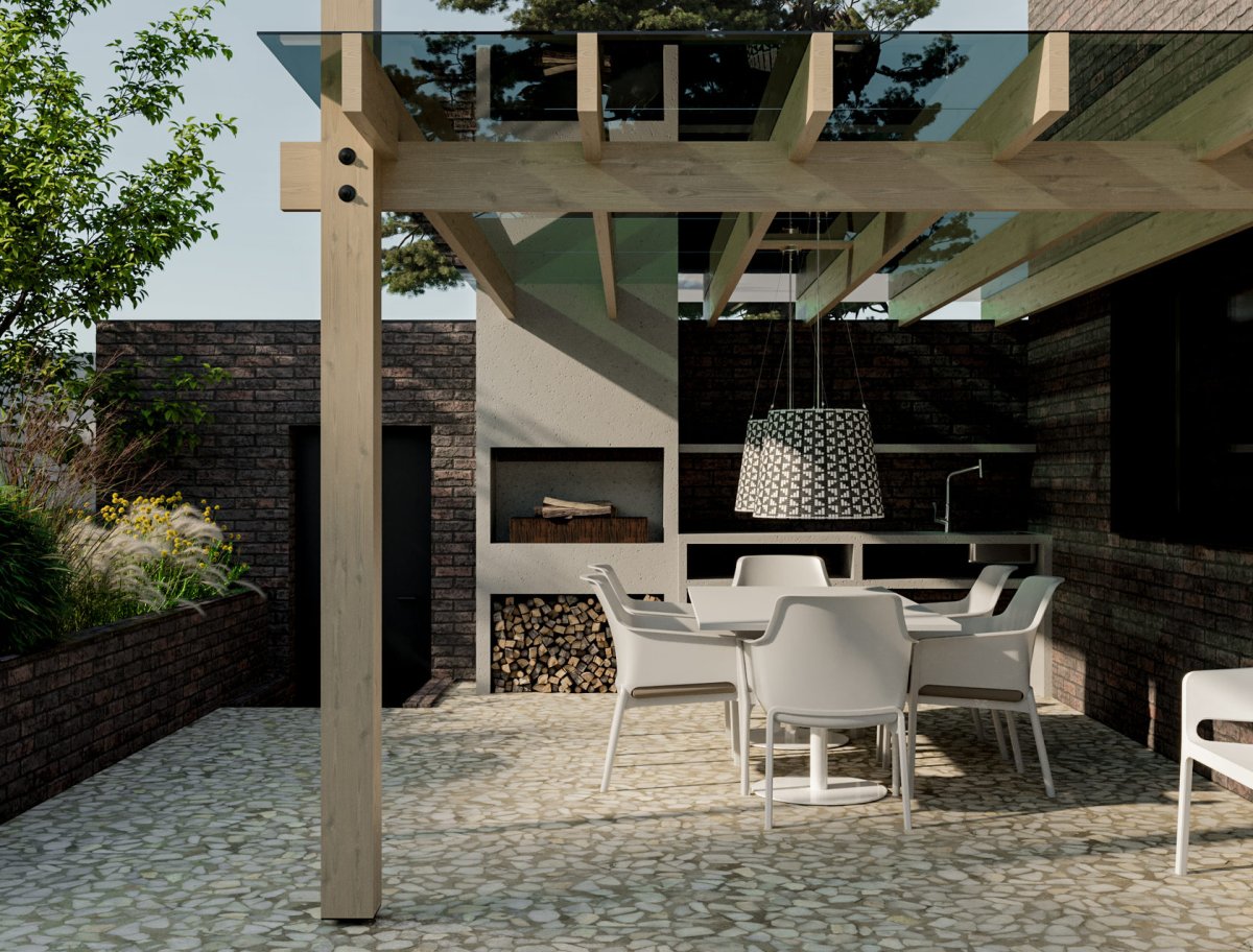 Навес над зоной барбекю