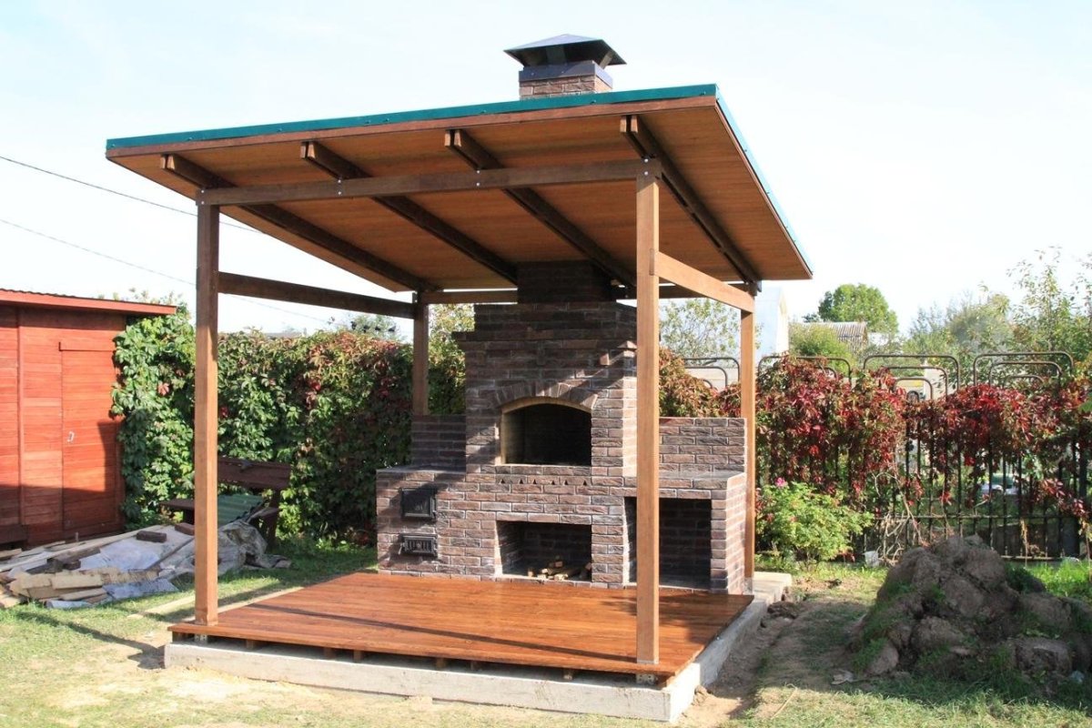 Зона барбекю с навесом