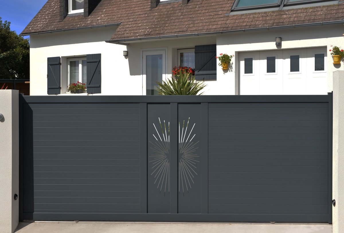 Распашные ворота Алютех RAL 7016