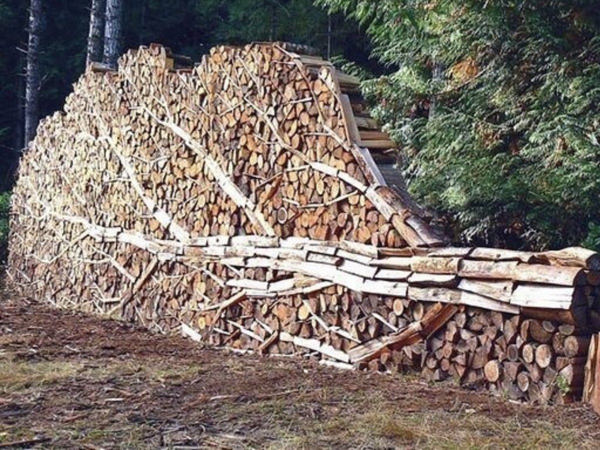 Поленница из бревен