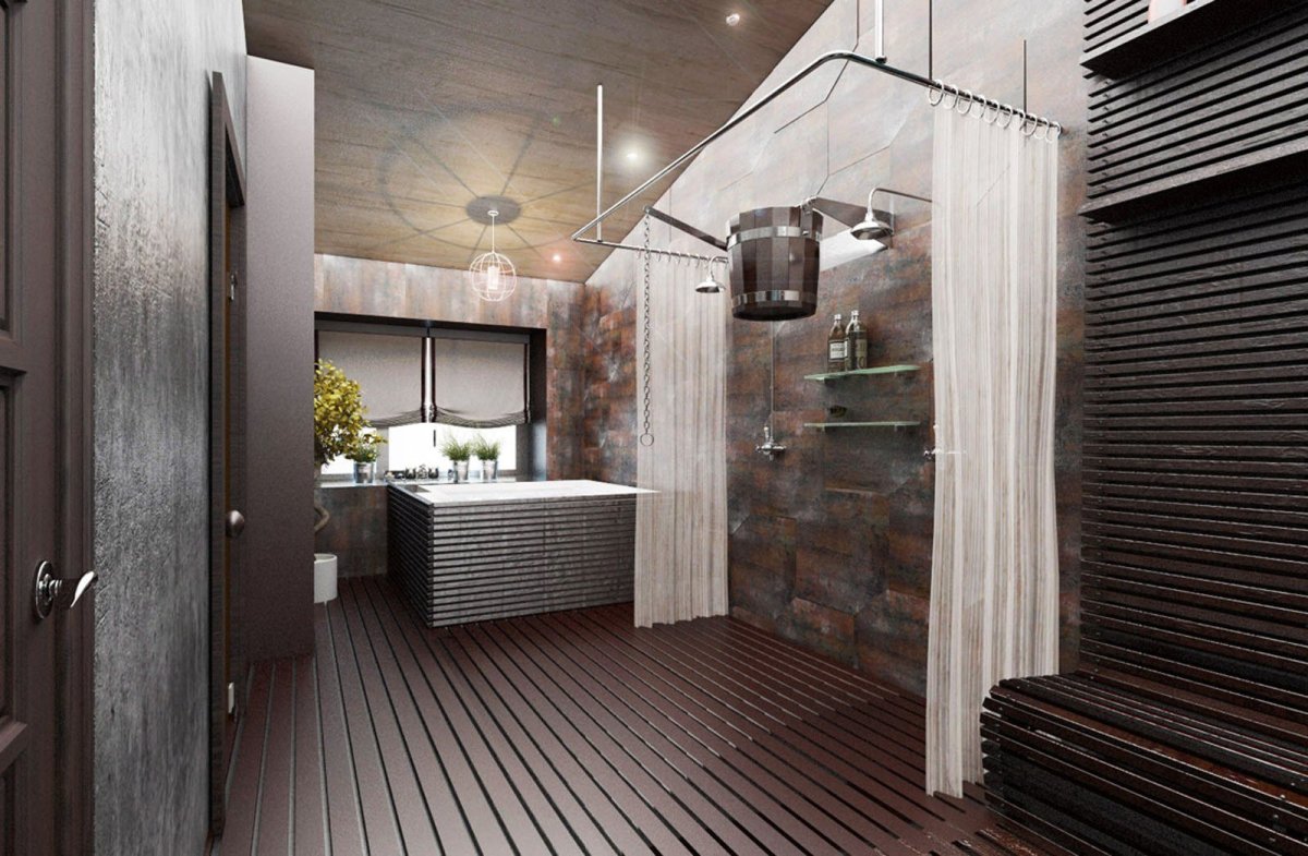 Моечная в бане в современном стиле