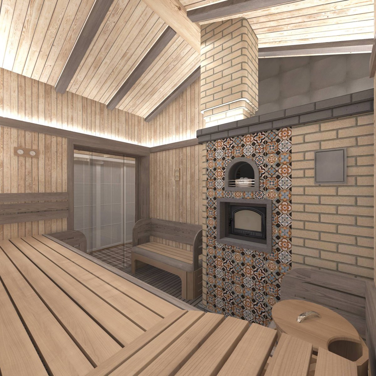 Парилка в бане печь кирпичная