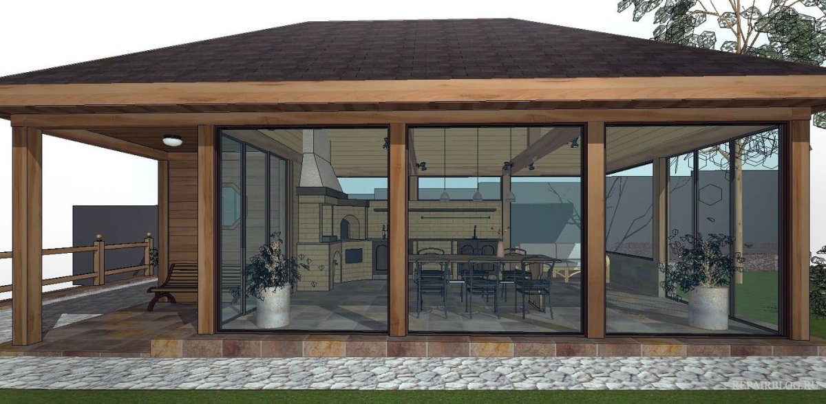 Закрытая летняя кухня проекты