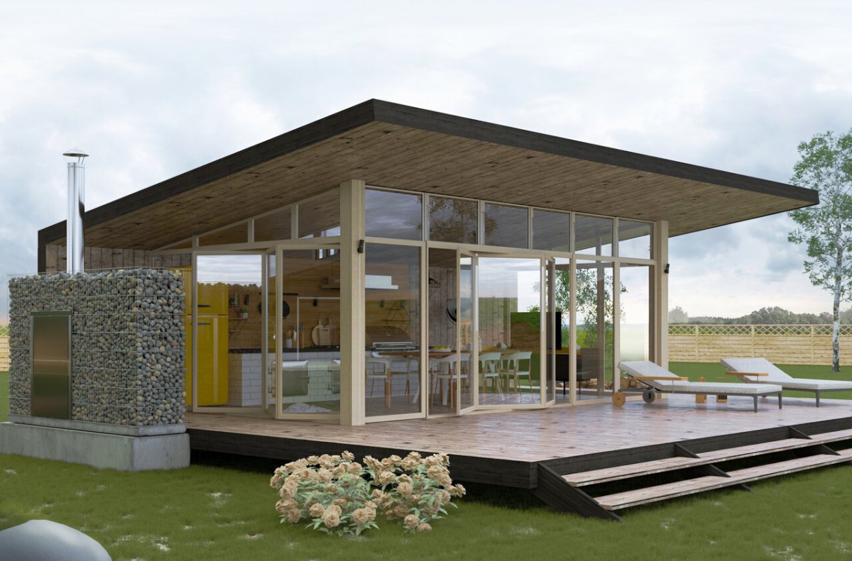 Беседка с панорамными окнами