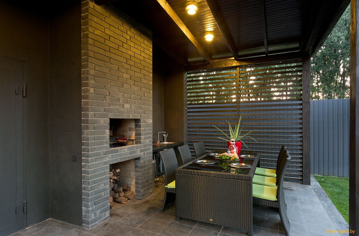 Мангальная зона в стиле лофт