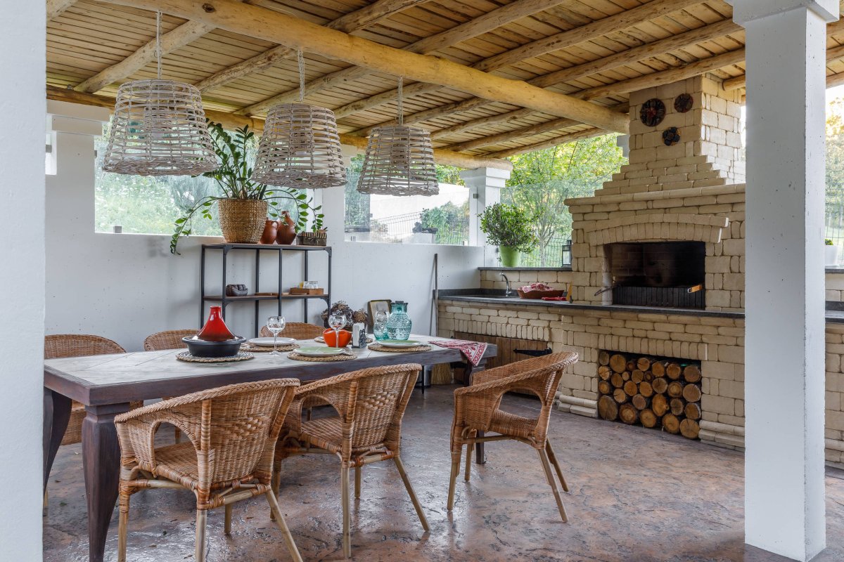 Зона барбекю в стиле Кантри