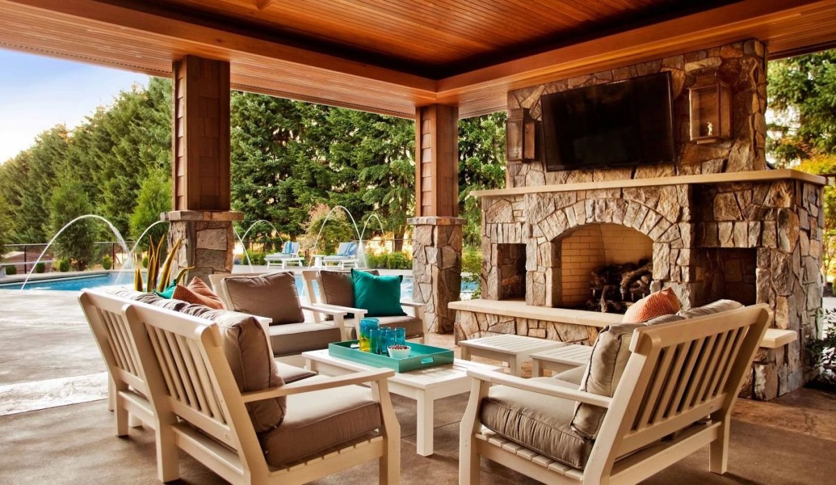 Уютная беседка внутри интерьер