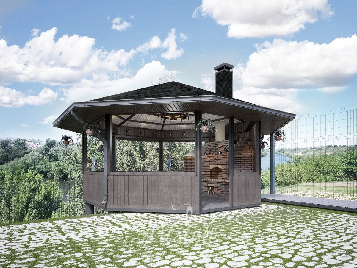 Беседки с мангалом 5на10м
