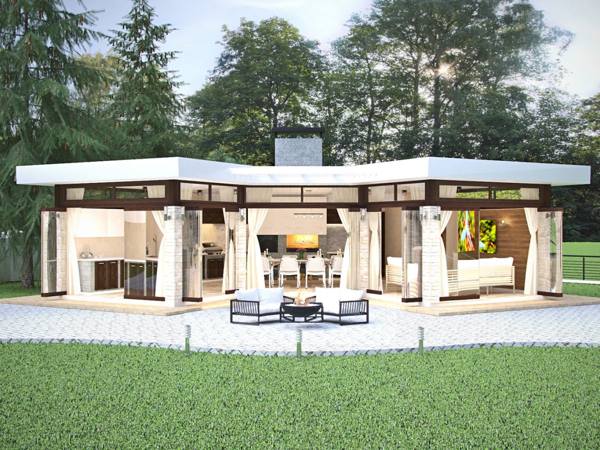 Беседка барбекю в современном стиле