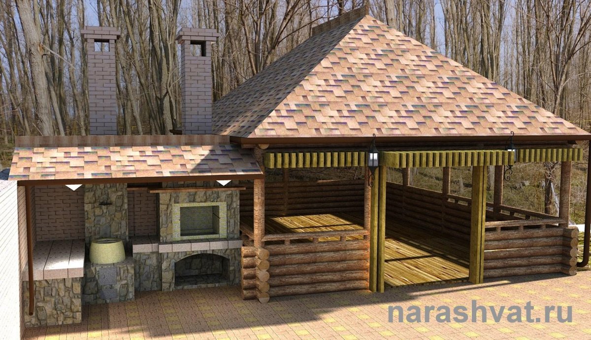 Крытая беседка с мангальной зоной